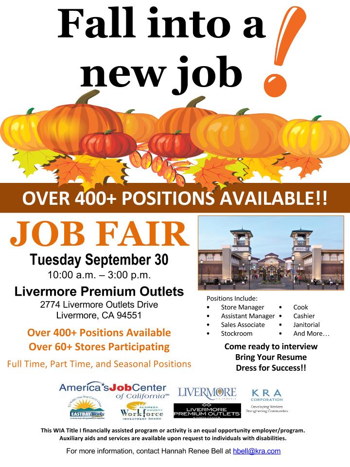 Livermore Premium Outlets Job Fair - Livermore, CA - on Tue Sep 30, 2014 at Livermore Premium ...