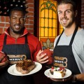 49ers Alex Smith and Patrick Willis trade their uniforms and helmets for plates and aprons on Monday at Morton's.
