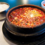 A bubbling bowl of soontofu is a classic Korean dish.