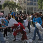 San Jose had its first annual pillow fight, and the feathers were a flying.
