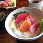 A rainbow of sashimi from the busy kitchen at Dan.