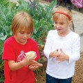 Two youngsters at WISH charter school get friendly with a resident chick.