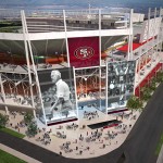 A sketch of the proposed Niners stadium in Santa Clara features a nod to coaching great Bill Walsh.