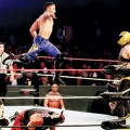 ROCKY ROLLS: Luchador Rocky Romero in action for 'Masked Warriors Live,' which comes to HP Friday.