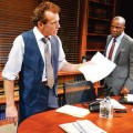 MAD MEN AND A WOMEN: Lawyers Randall King (left) and L. Peter Callender and understudy ZZ Moor bare their deepest feelings in 'Race.'