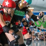 The Silicon Valley Roller Girls in action during a bout. Photo credit: Rodney Chen aka BeakertehMuppet