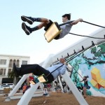 A new interactive art installation, The Swings make music when people go up and down in their chairs.