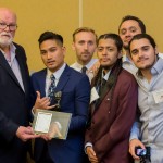 State Senator Jim Beall, second from left, presented NEEBA with a Small Business of the Year award the company’s work in telling community stories through video and production.